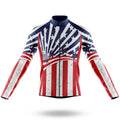 USA Flag Cycling - Men's Cycling Kit-Long Sleeve Jersey-Global Cycling Gear