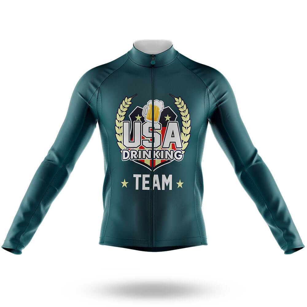 USA Drinking Team - Green - Men's Cycling Kit-Long Sleeve Jersey-Global Cycling Gear