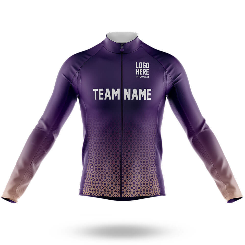 Custom Team Name S1 Violet - Men's Cycling Kit-Long Sleeve Jersey-Global Cycling Gear