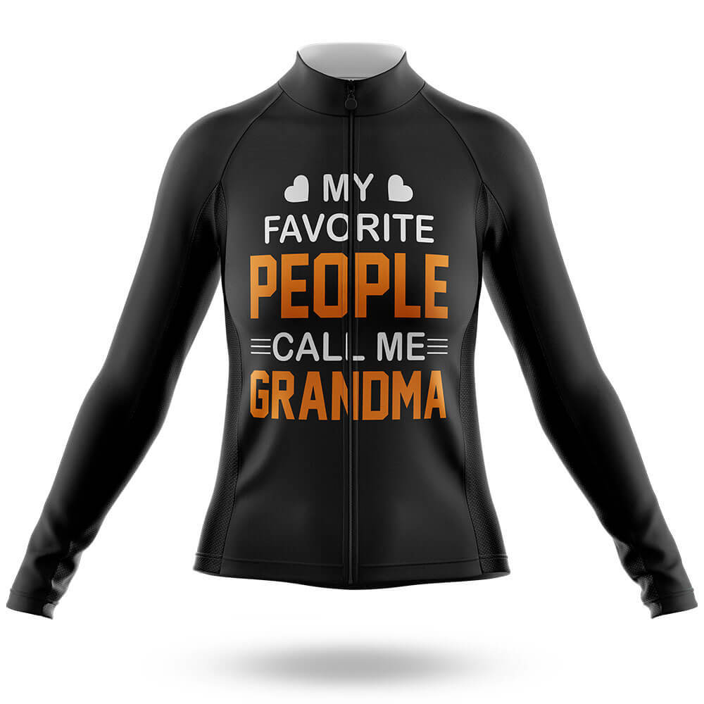 Call Me Grandma - Black - Women Cycling Kit-Long Sleeve Jersey-Global Cycling Gear