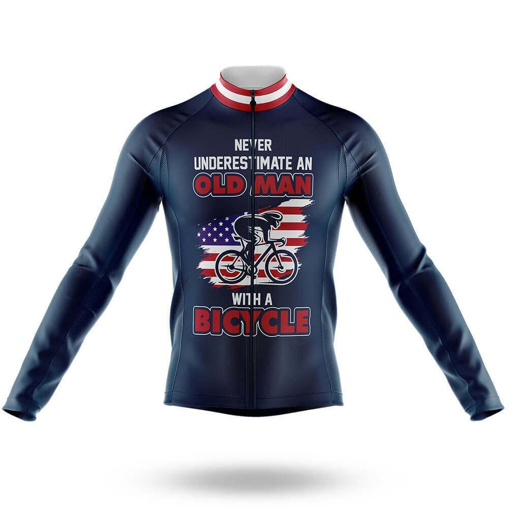 Old Man V9 - Navy - Men's Cycling Kit-Long Sleeve Jersey-Global Cycling Gear