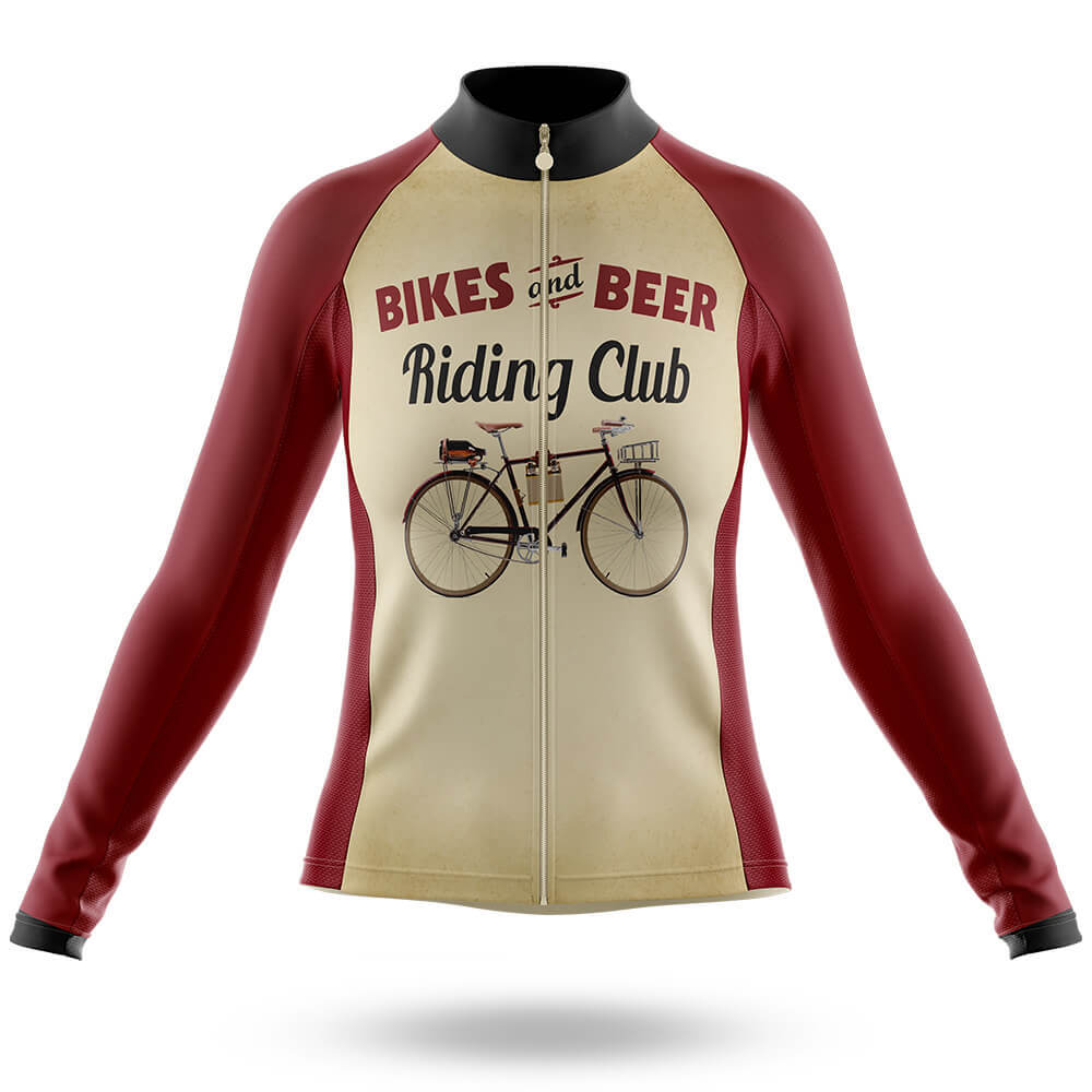 Retro Beer Riding Club Vintage - Women's Cycling Kit-Long Sleeve Jersey-Global Cycling Gear