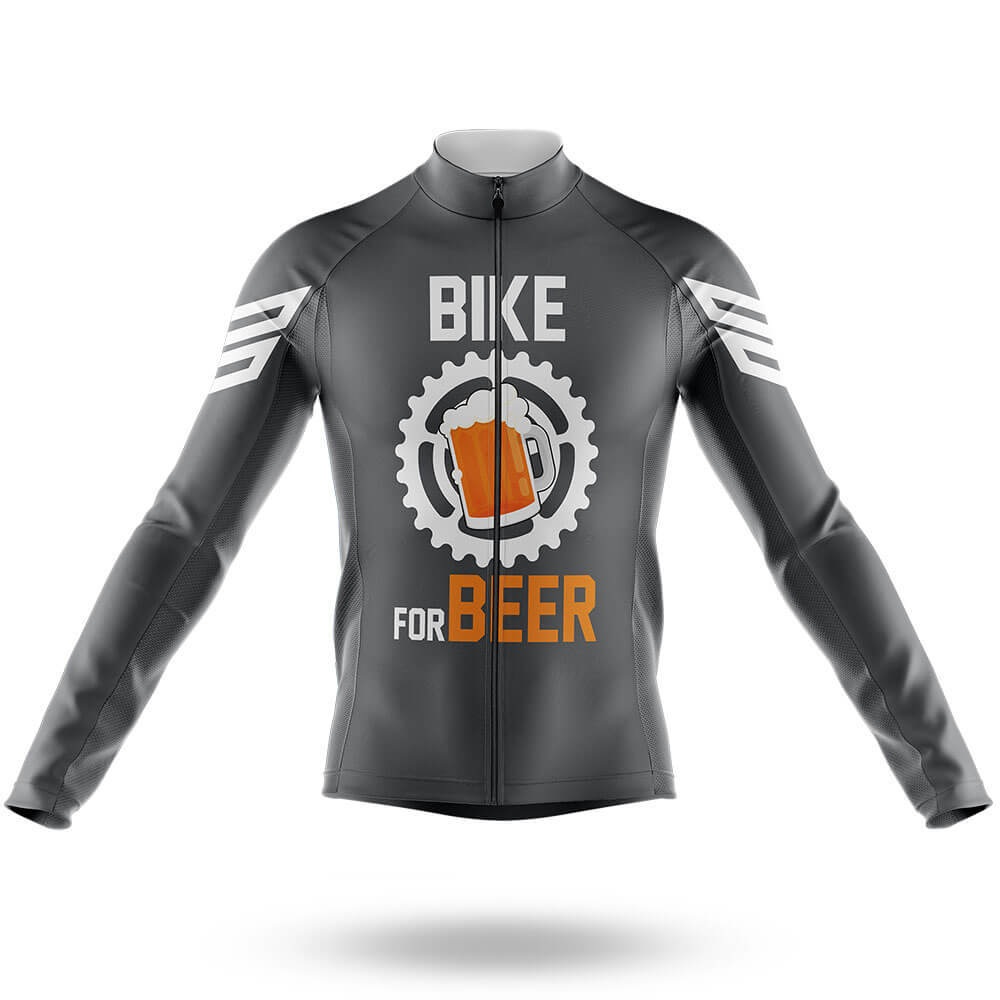 Bike For Beer V3 - Grey - Men's Cycling Kit-Long Sleeve Jersey-Global Cycling Gear