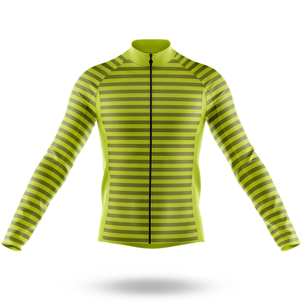 Lime Green Stripe - Men's Cycling Kit-Long Sleeve Jersey-Global Cycling Gear