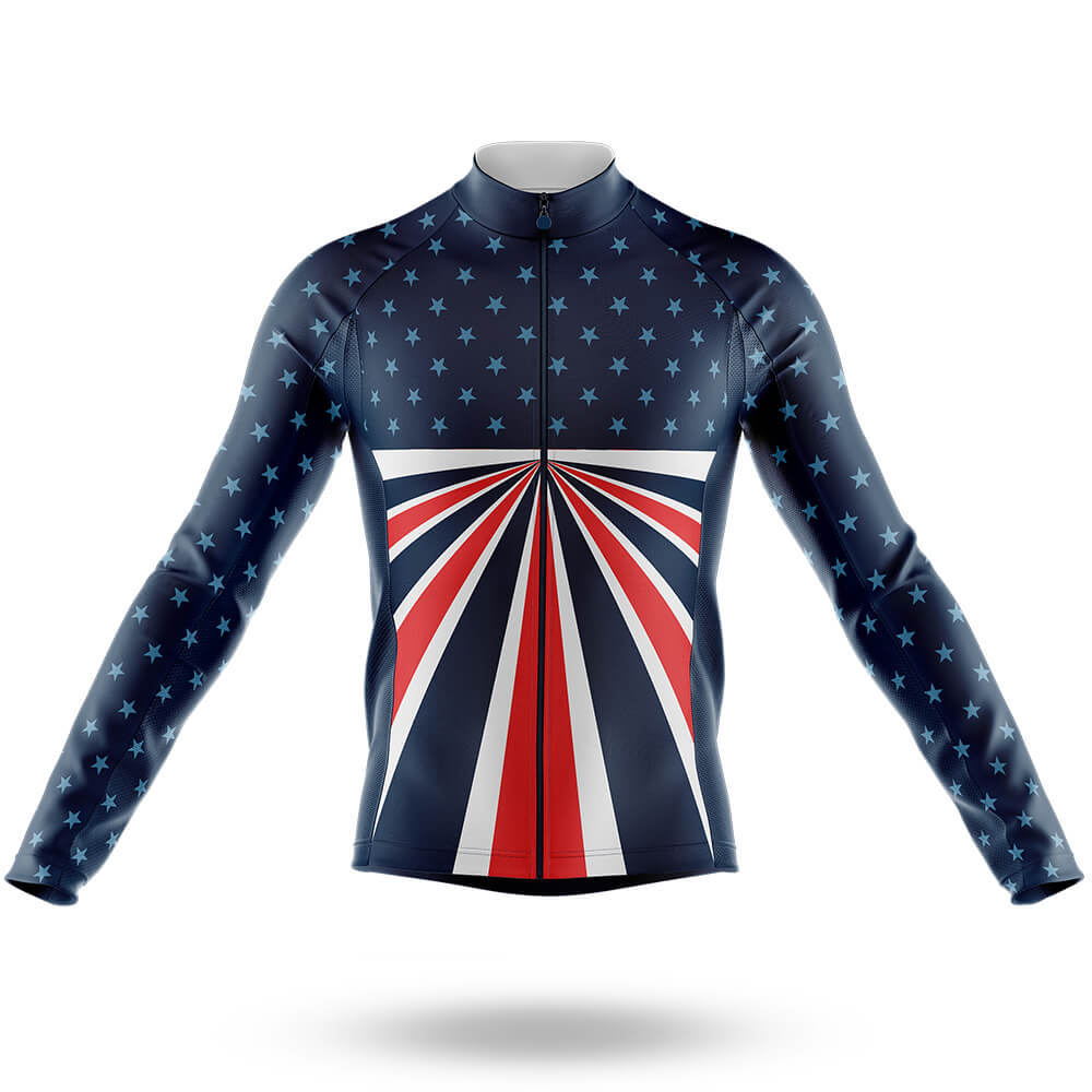 USA Flag V3 - Men's Cycling Kit-Long Sleeve Jersey-Global Cycling Gear