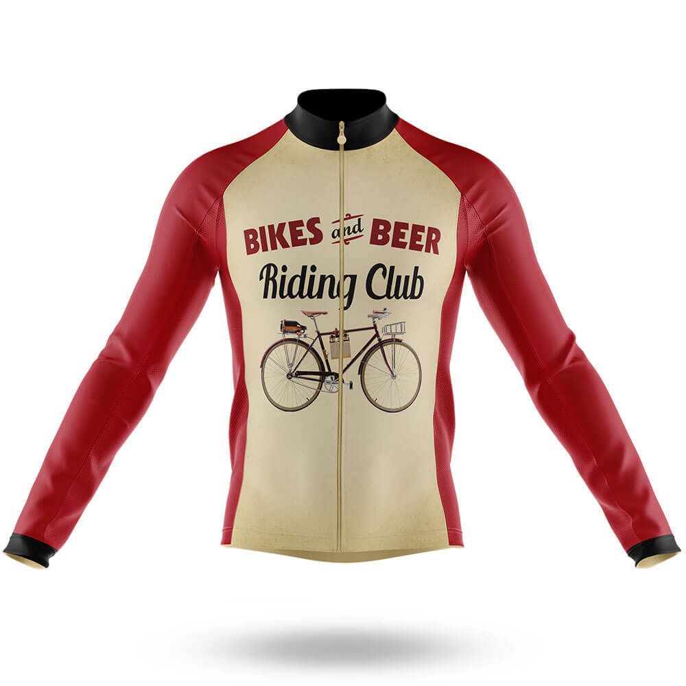 Retro Beer Riding Club Vintage - Men's Cycling Kit-Long Sleeve Jersey-Global Cycling Gear