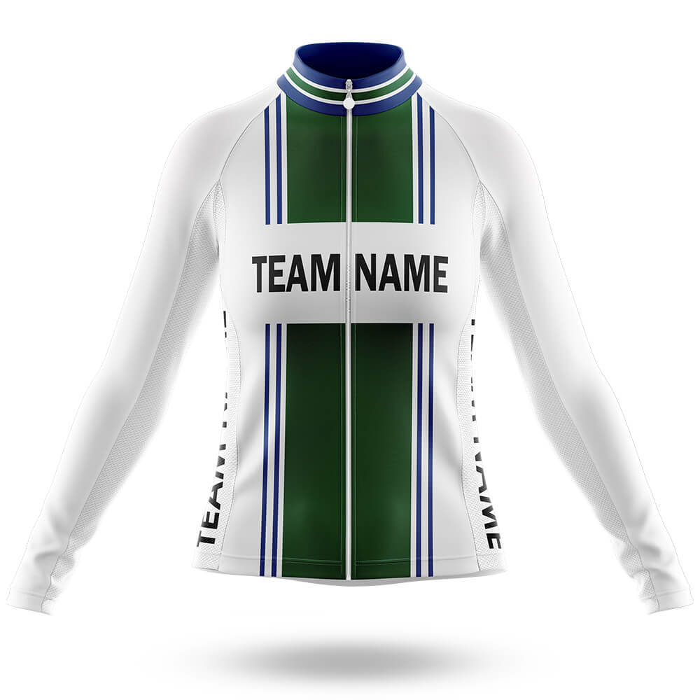 Custom Team Name M4 Green - Women's Cycling Kit-Long Sleeve Jersey-Global Cycling Gear