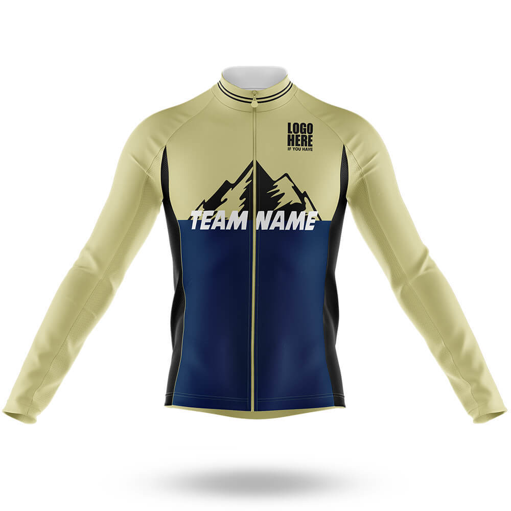 Custom Team Name V3 Navy - Men's Cycling Kit-Long Sleeve Jersey-Global Cycling Gear