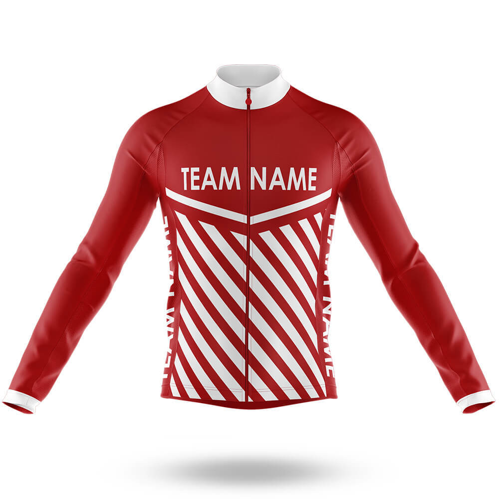 Custom Team Name M3 Red - Men's Cycling Kit-Long Sleeve Jersey-Global Cycling Gear