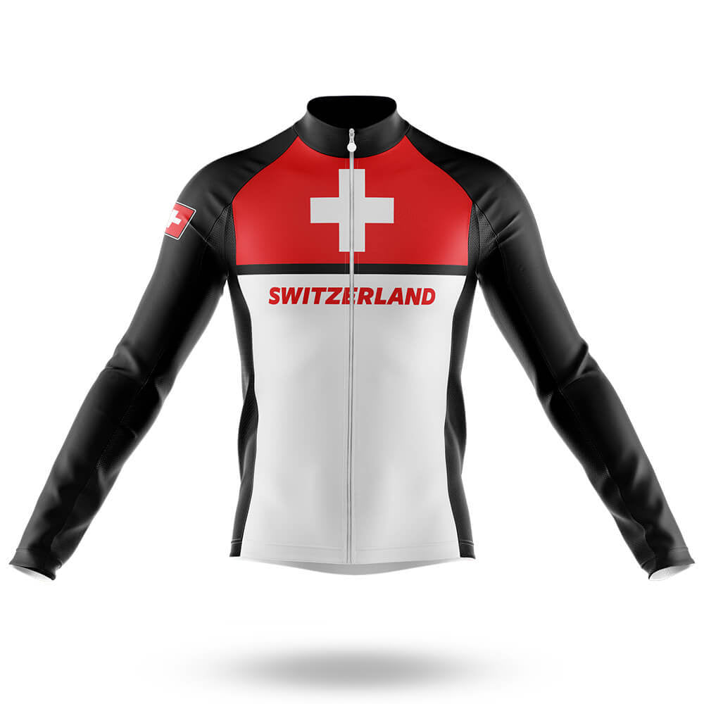 Switzerland S7 - Black - Men's Cycling Kit-Long Sleeve Jersey-Global Cycling Gear