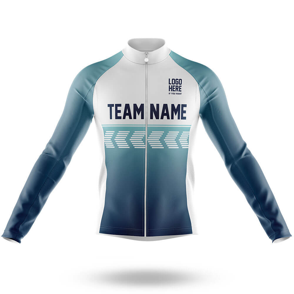 Custom Team Name S4 Blue - Men's Cycling Kit-Long Sleeve Jersey-Global Cycling Gear