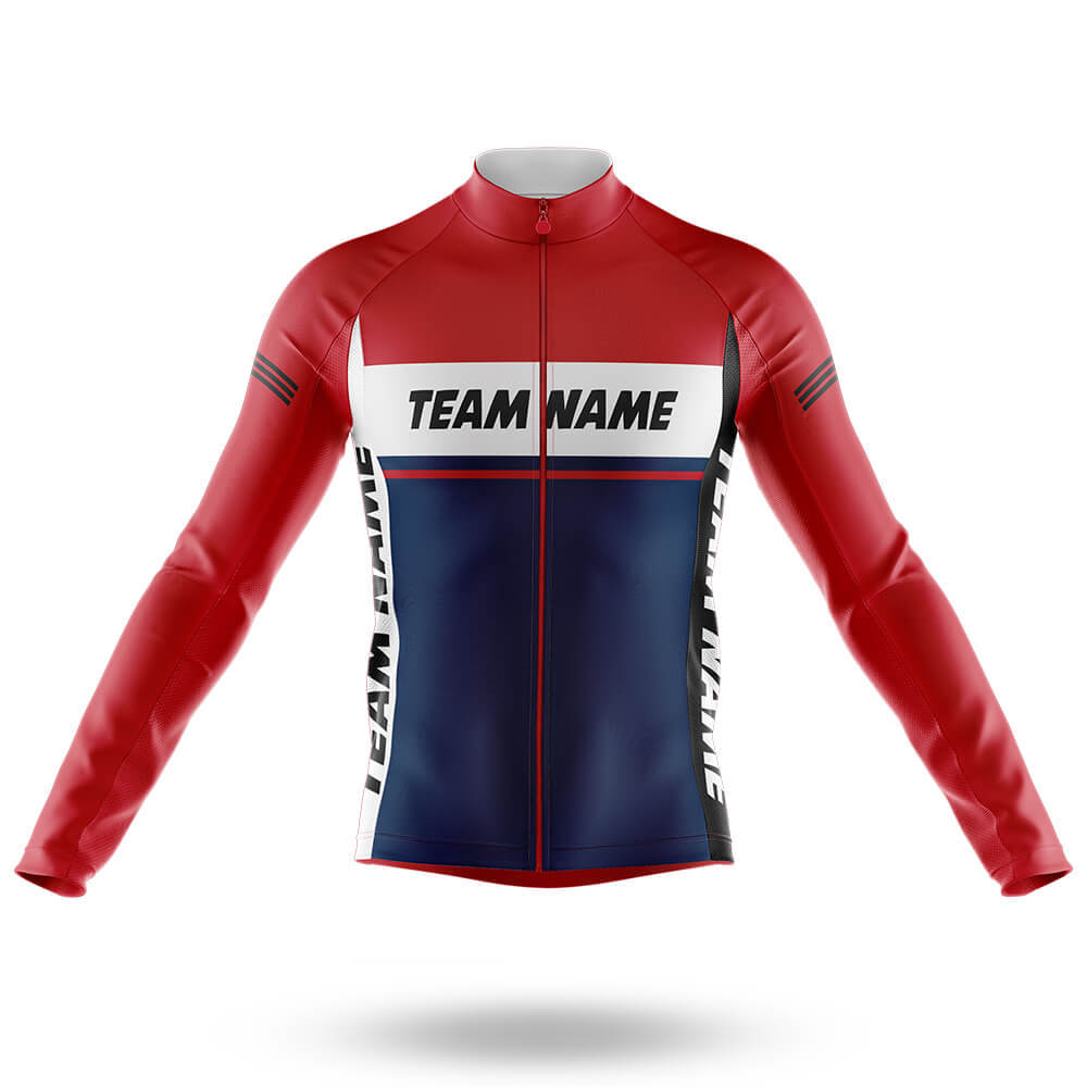 Custom Team Name M1 Red - Men's Cycling Kit-Long Sleeve Jersey-Global Cycling Gear