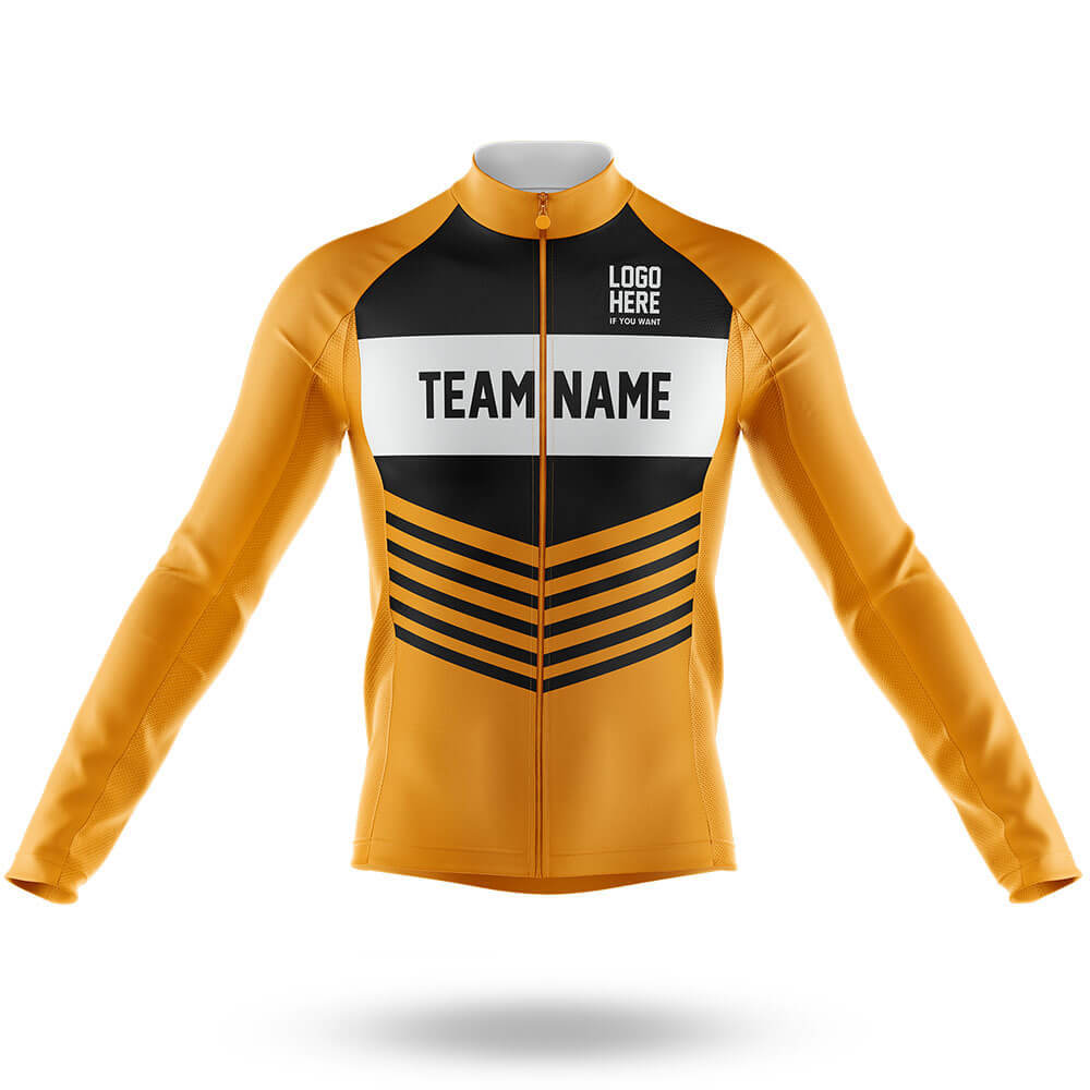 Custom Team Name V20 Yellow - Men's Cycling Kit-Long Sleeve Jersey-Global Cycling Gear