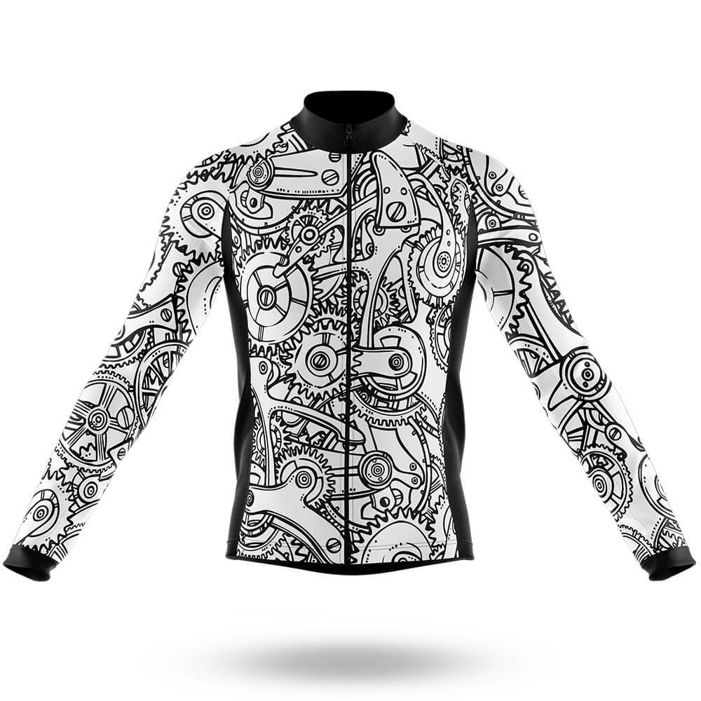 Black White Gears - Men's Cycling Kit-Long Sleeve Jersey-Global Cycling Gear