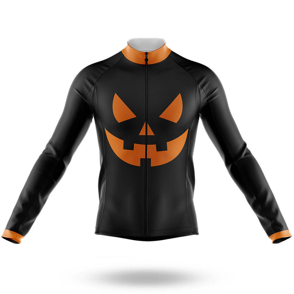 Pumpkin Face - Black - Men's Cycling Kit-Long Sleeve Jersey-Global Cycling Gear