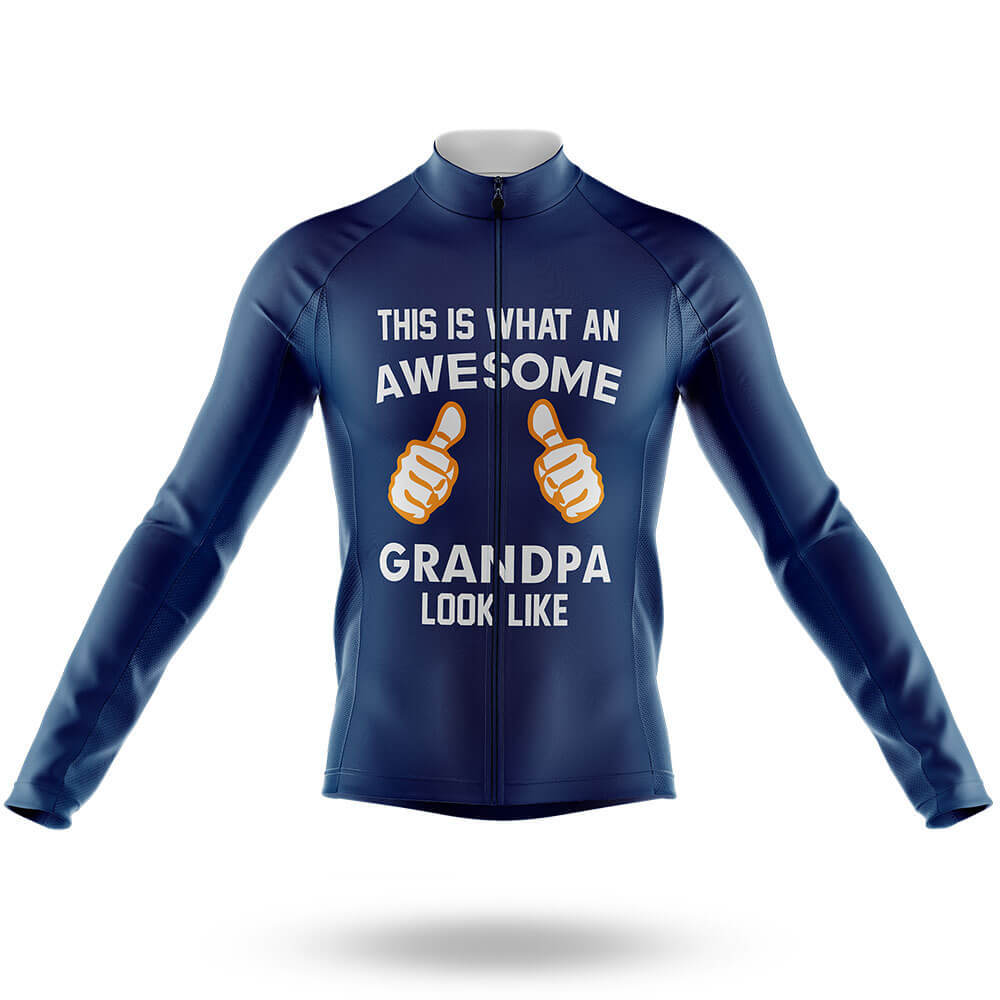 Awesome Grandpa V3 - Navy - Men's Cycling Kit-Long Sleeve Jersey-Global Cycling Gear