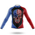 USA Flag Skull V2 - Men's Cycling Kit-Long Sleeve Jersey-Global Cycling Gear