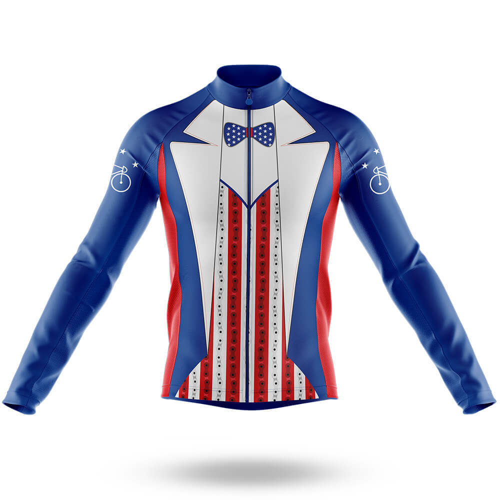 USA Patriotic Suit - Men's Cycling Kit-Long Sleeve Jersey-Global Cycling Gear