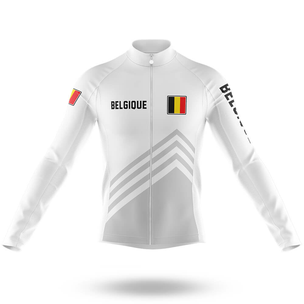 Belgique S5 White - Men's Cycling Kit-Long Sleeve Jersey-Global Cycling Gear