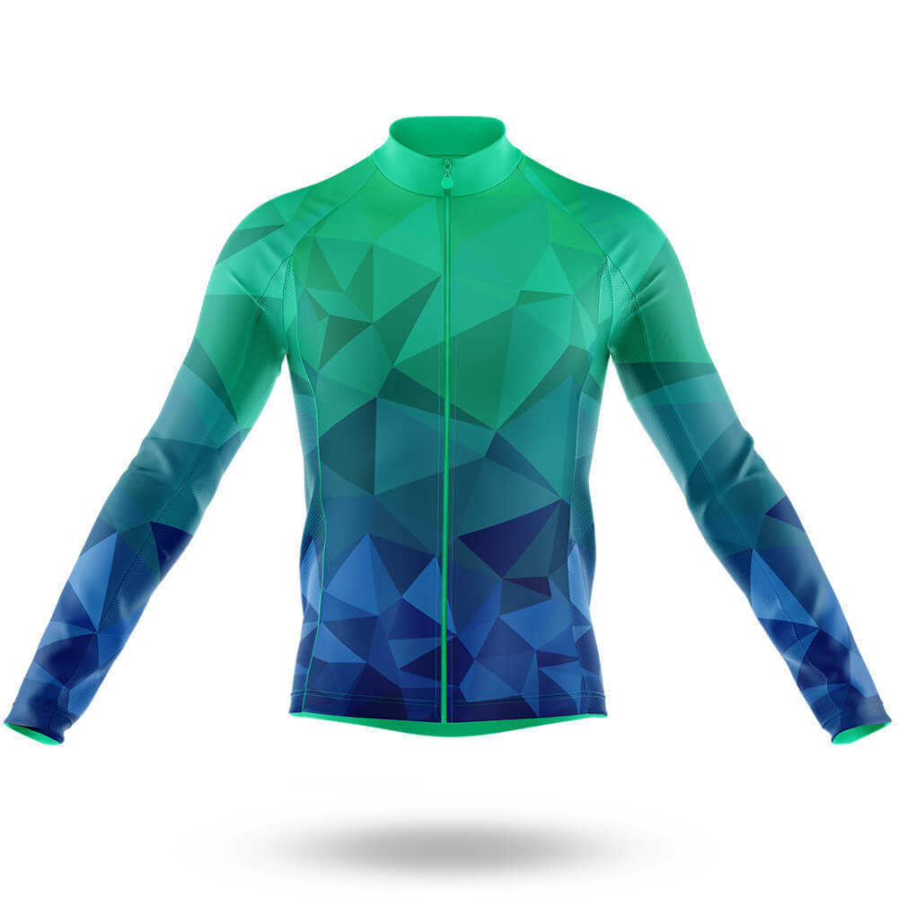 Blue Green Polygon - Men's Cycling Kit-Long Sleeve Jersey-Global Cycling Gear