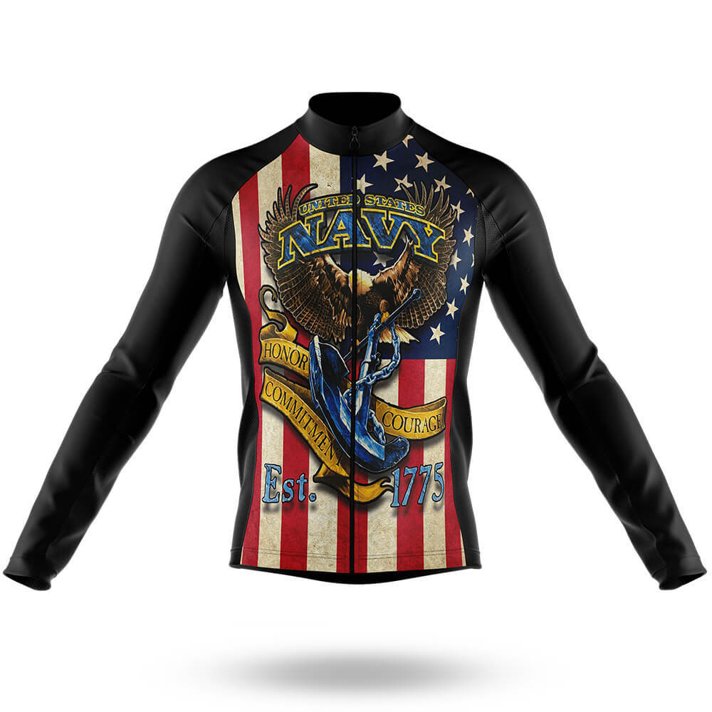 Retro Navy - Men's Cycling Kit-Long Sleeve Jersey-Global Cycling Gear