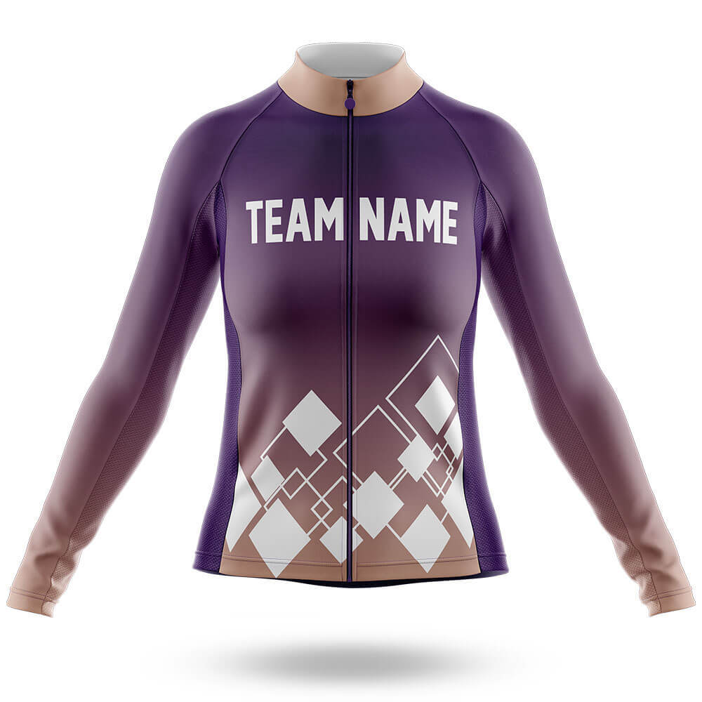 Custom Team Name V19 Violet - Women's Cycling Kit-Long Sleeve Jersey-Global Cycling Gear