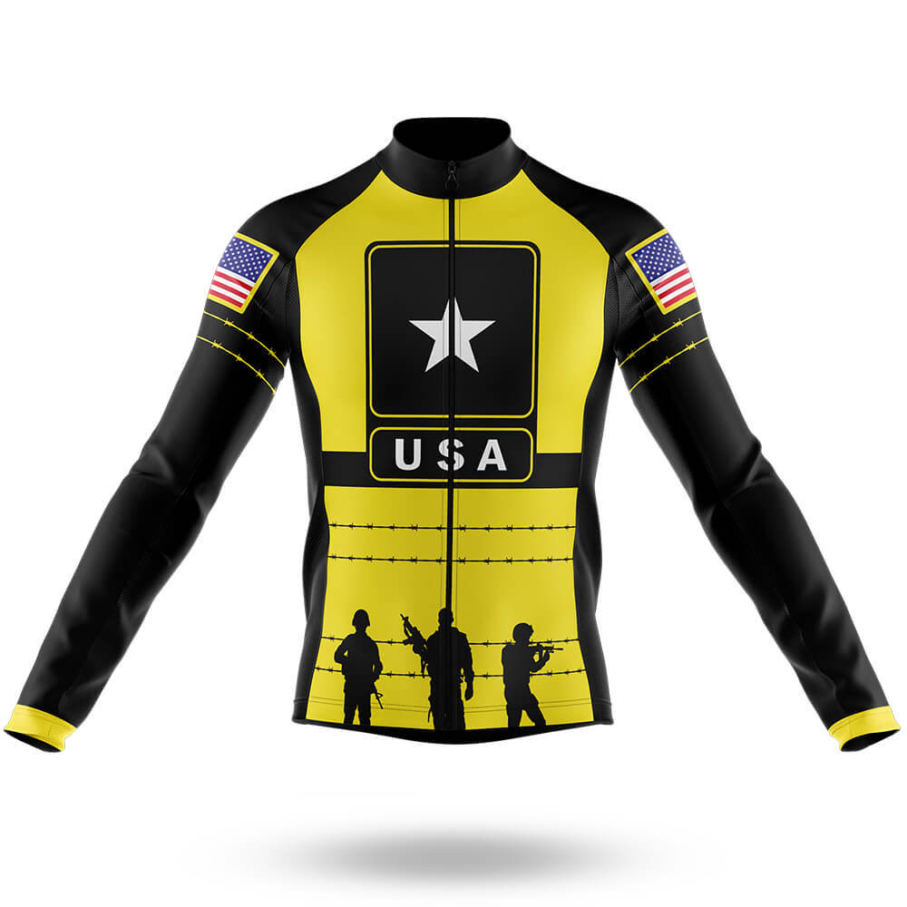 Black Yellow USA - Men's Cycling Kit-Long Sleeve Jersey-Global Cycling Gear