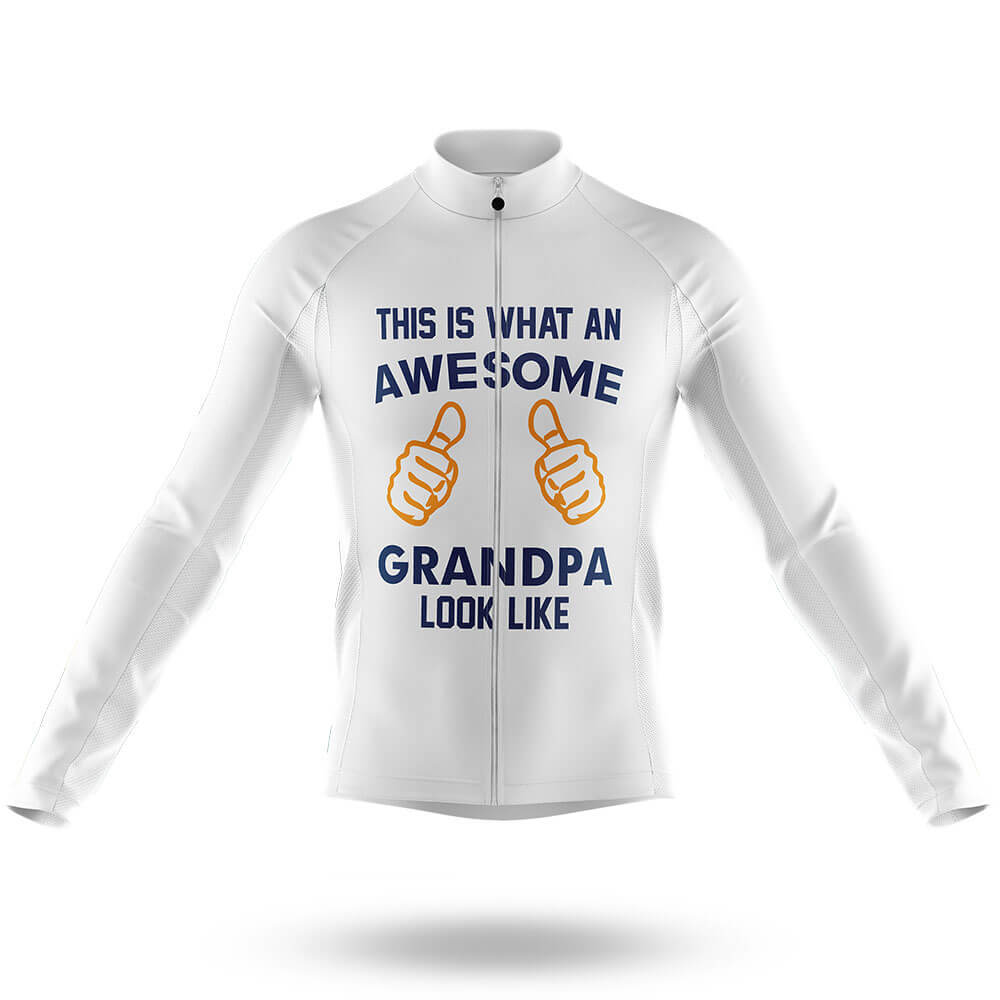 Awesome Grandpa V3 - White - Men's Cycling Kit-Long Sleeve Jersey-Global Cycling Gear