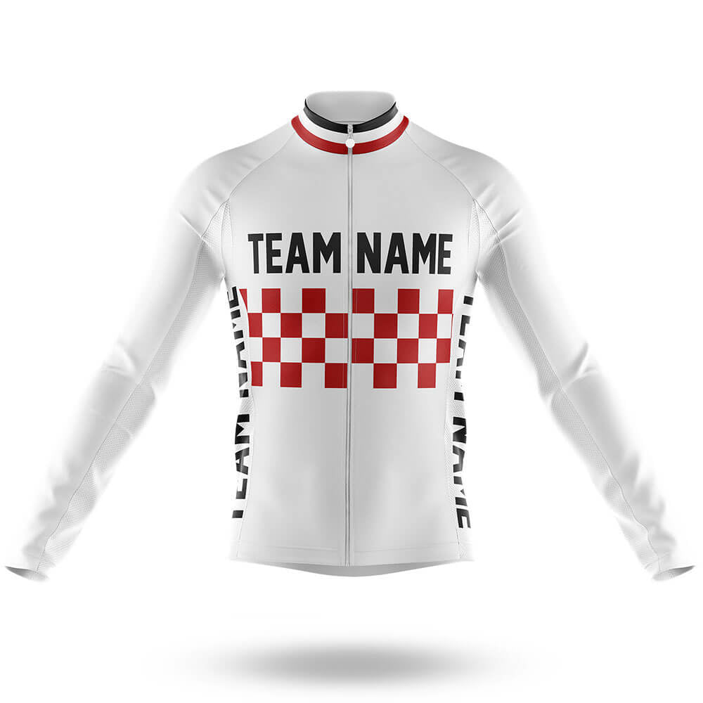 Custom Team Name M7 White - Men's Cycling Kit-Long Sleeve Jersey-Global Cycling Gear