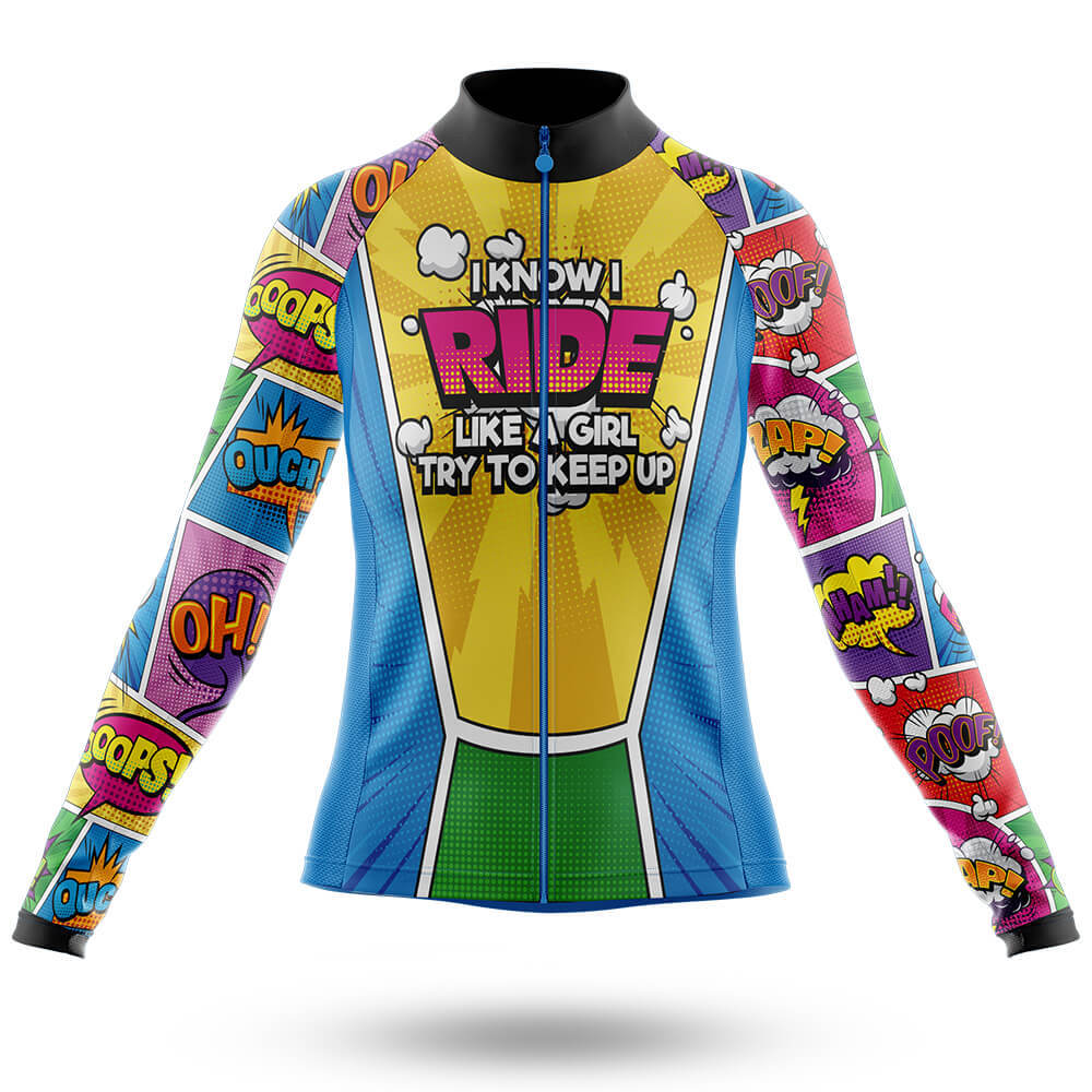 Like A Girl Comic - Women's Cycling Kit-Long Sleeve Jersey-Global Cycling Gear
