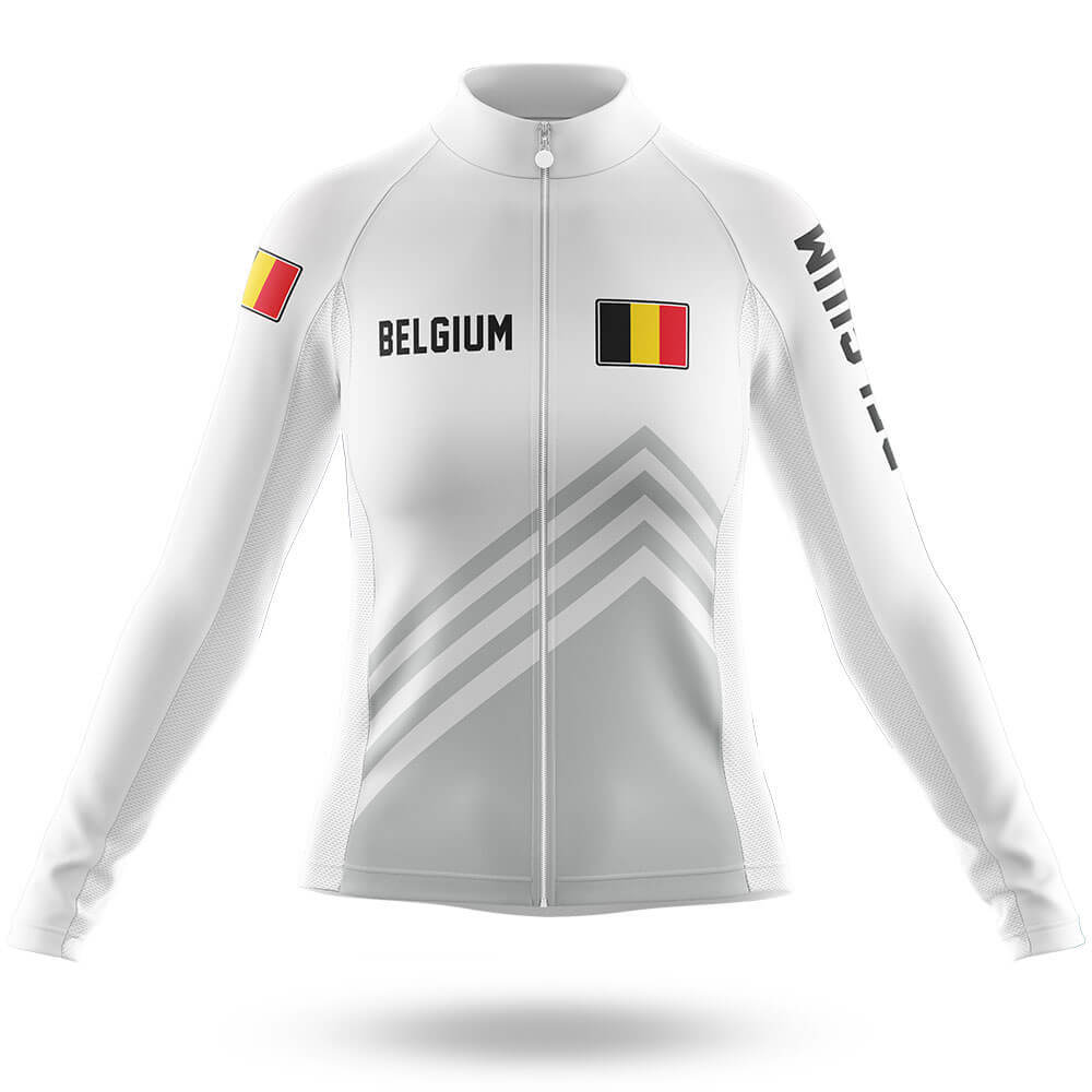 Belgium S5 White - Women - Cycling Kit-Long Sleeve Jersey-Global Cycling Gear