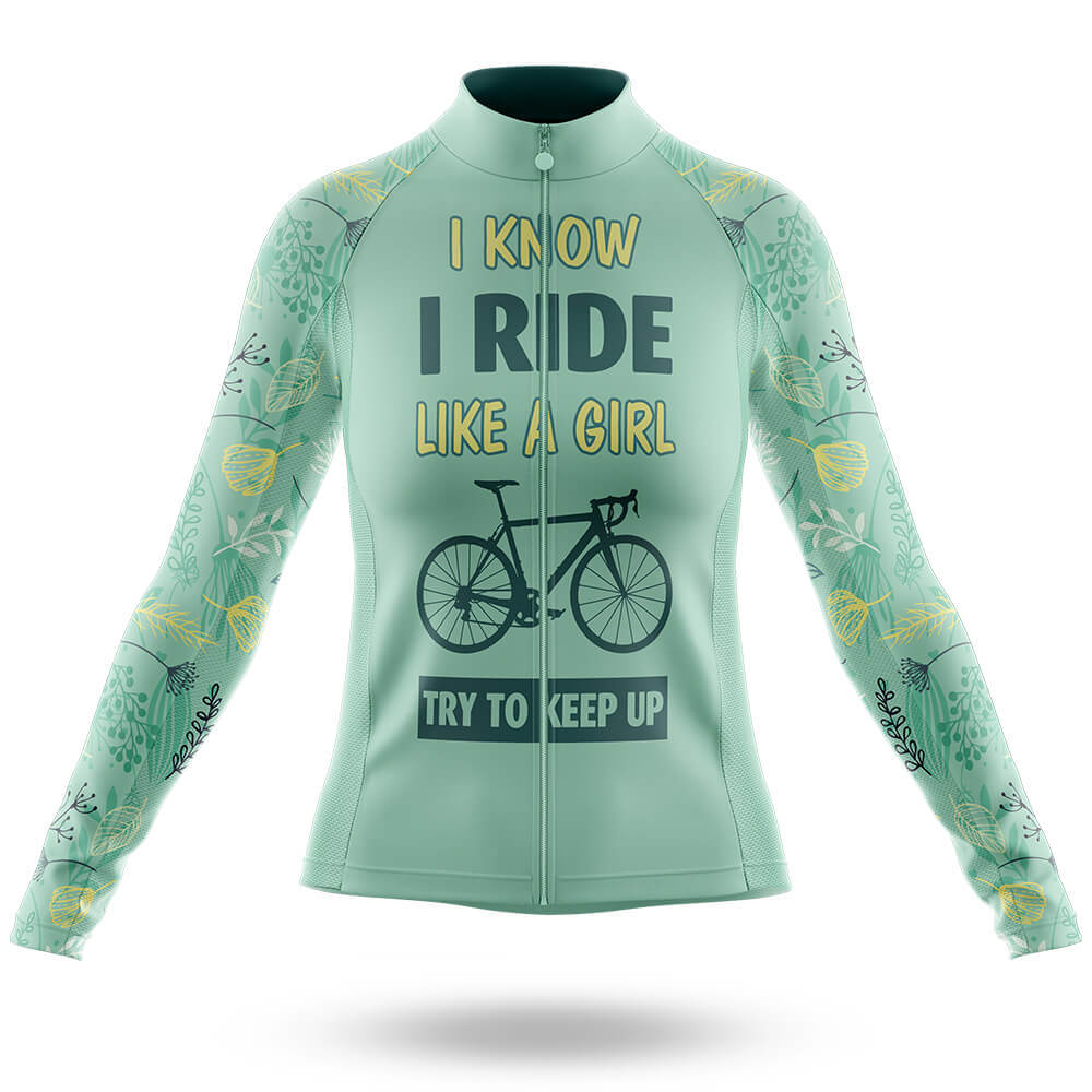 Like A Girl V6 - Women's Cycling Kit-Long Sleeve Jersey-Global Cycling Gear