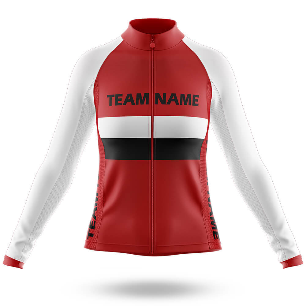 Custom Team Name M2 Red - Women's Cycling Kit-Long Sleeve Jersey-Global Cycling Gear