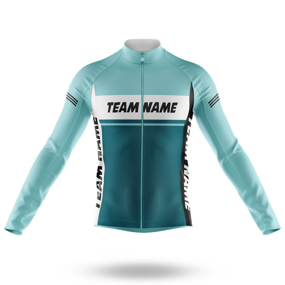 Custom Team Name M1 Blue - Men's Cycling Kit-Long Sleeve Jersey-Global Cycling Gear