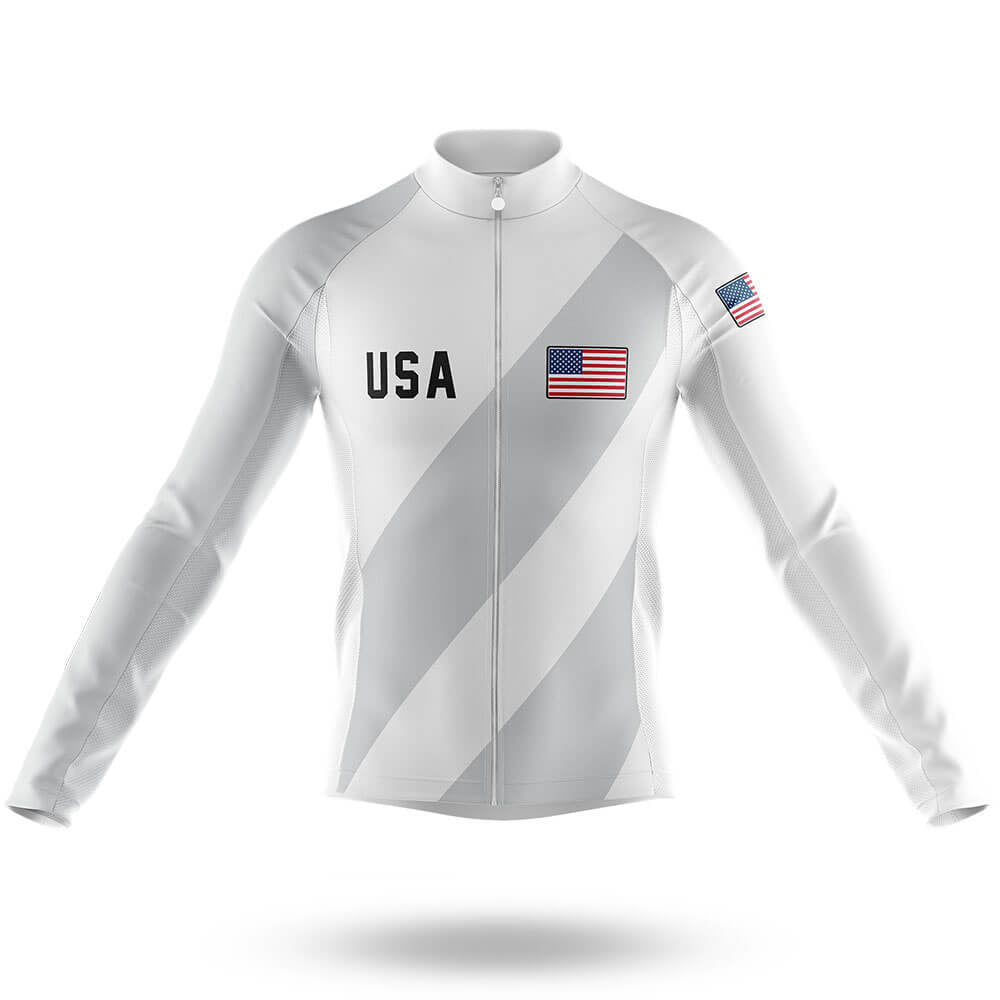 USA S7 - White - Men's Cycling Kit-Long Sleeve Jersey-Global Cycling Gear