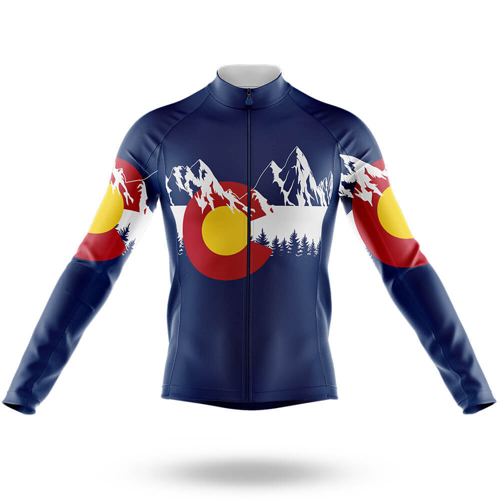 Colorado Flag Mountain - Men's Cycling Kit-Long Sleeve Jersey-Global Cycling Gear