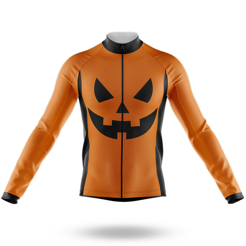 Pumpkin Face - Orange - Men's Cycling Kit-Long Sleeve Jersey-Global Cycling Gear