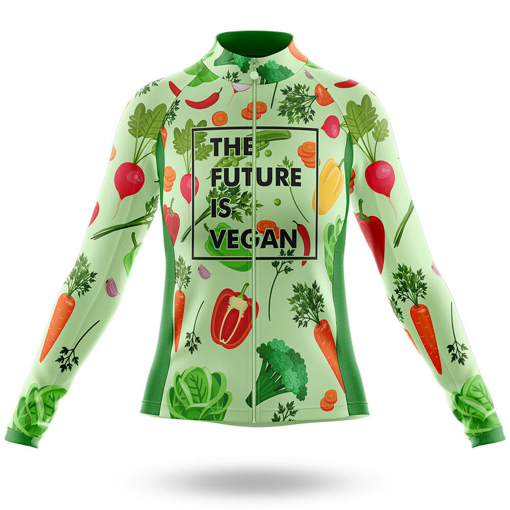 The Future Is Vegan - Women's Cycling Kit-Long Sleeve Jersey-Global Cycling Gear