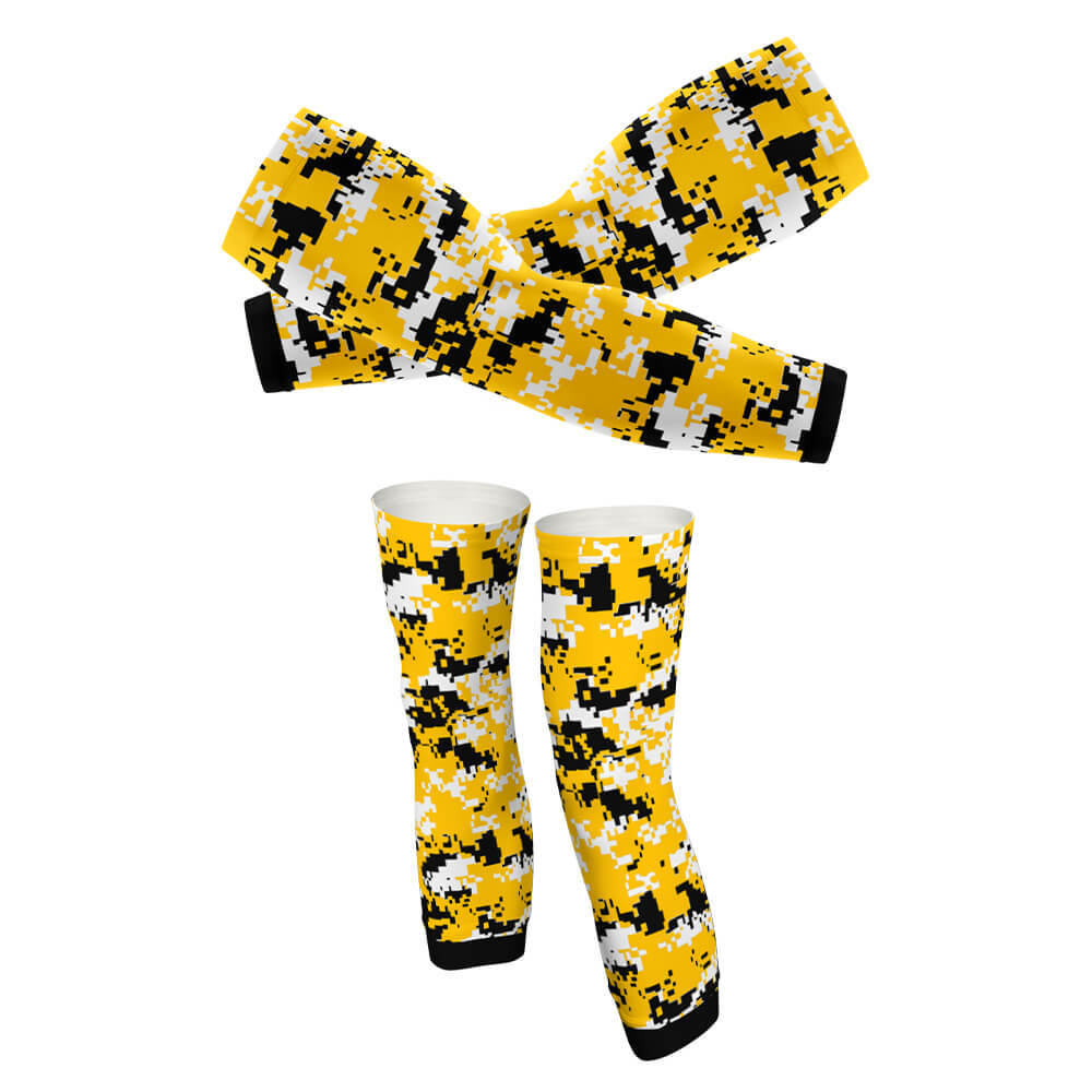 Yellow Camo - Arm And Leg Sleeves-S-Global Cycling Gear