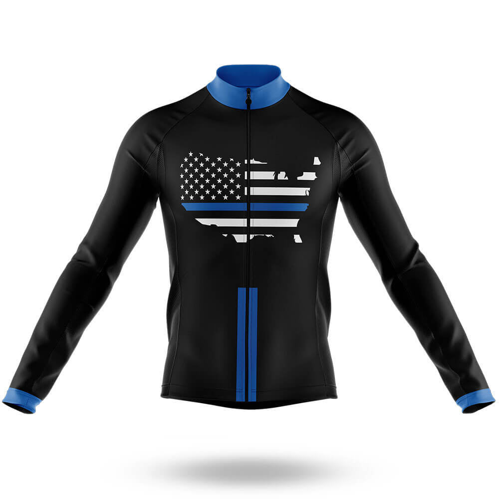 American Flag - Blue - Men's Cycling Kit-Long Sleeve Jersey-Global Cycling Gear