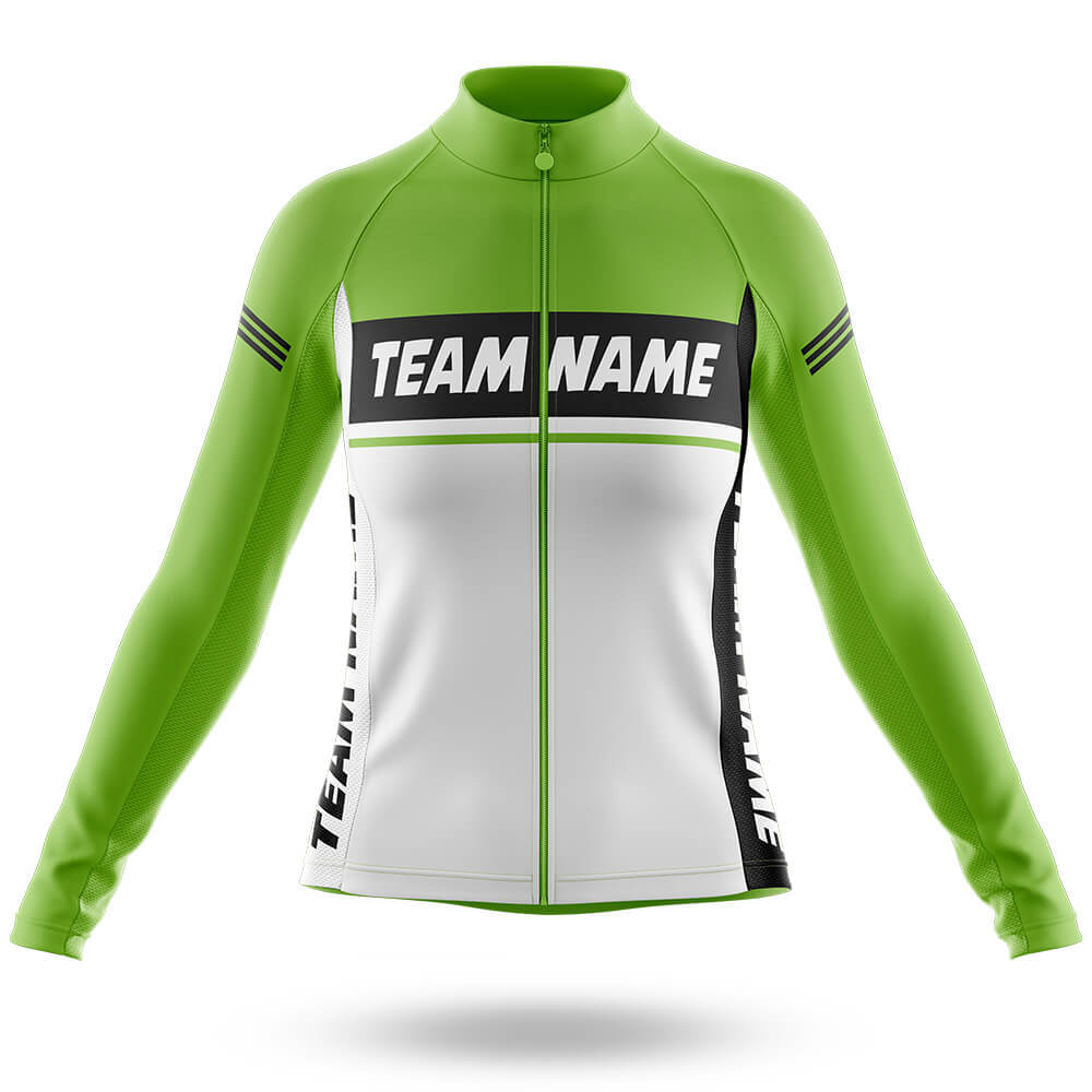 Custom Team Name M1 Green - Women's Cycling Kit-Long Sleeve Jersey-Global Cycling Gear