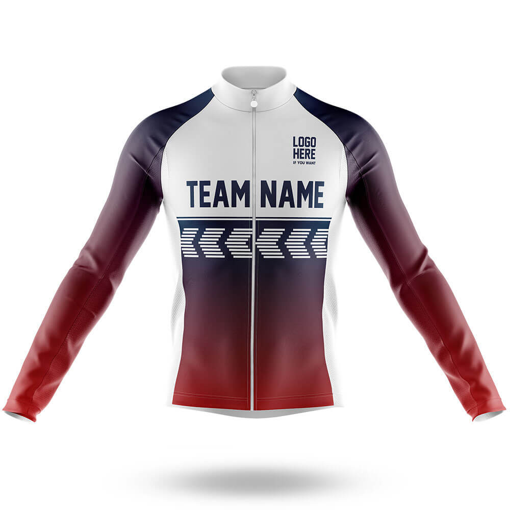 Custom Team Name S4 Navy - Men's Cycling Kit-Long Sleeve Jersey-Global Cycling Gear