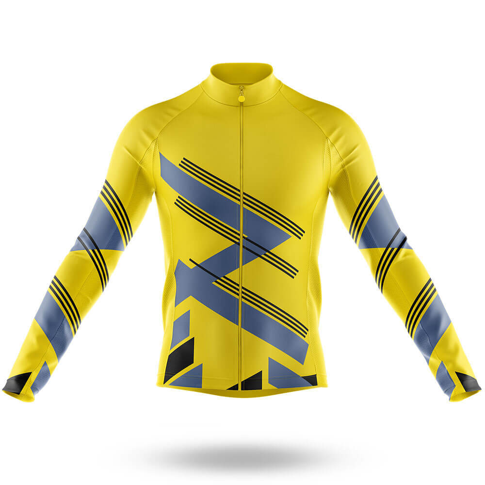 Yellow Grey - Men's Cycling Kit-Long Sleeve Jersey-Global Cycling Gear