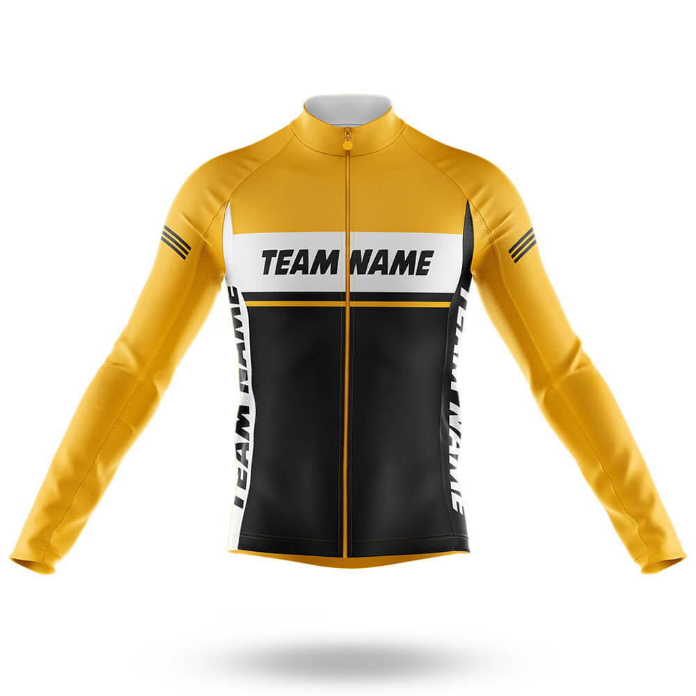 Custom Team Name M1 Yellow - Men's Cycling Kit-Long Sleeve Jersey-Global Cycling Gear