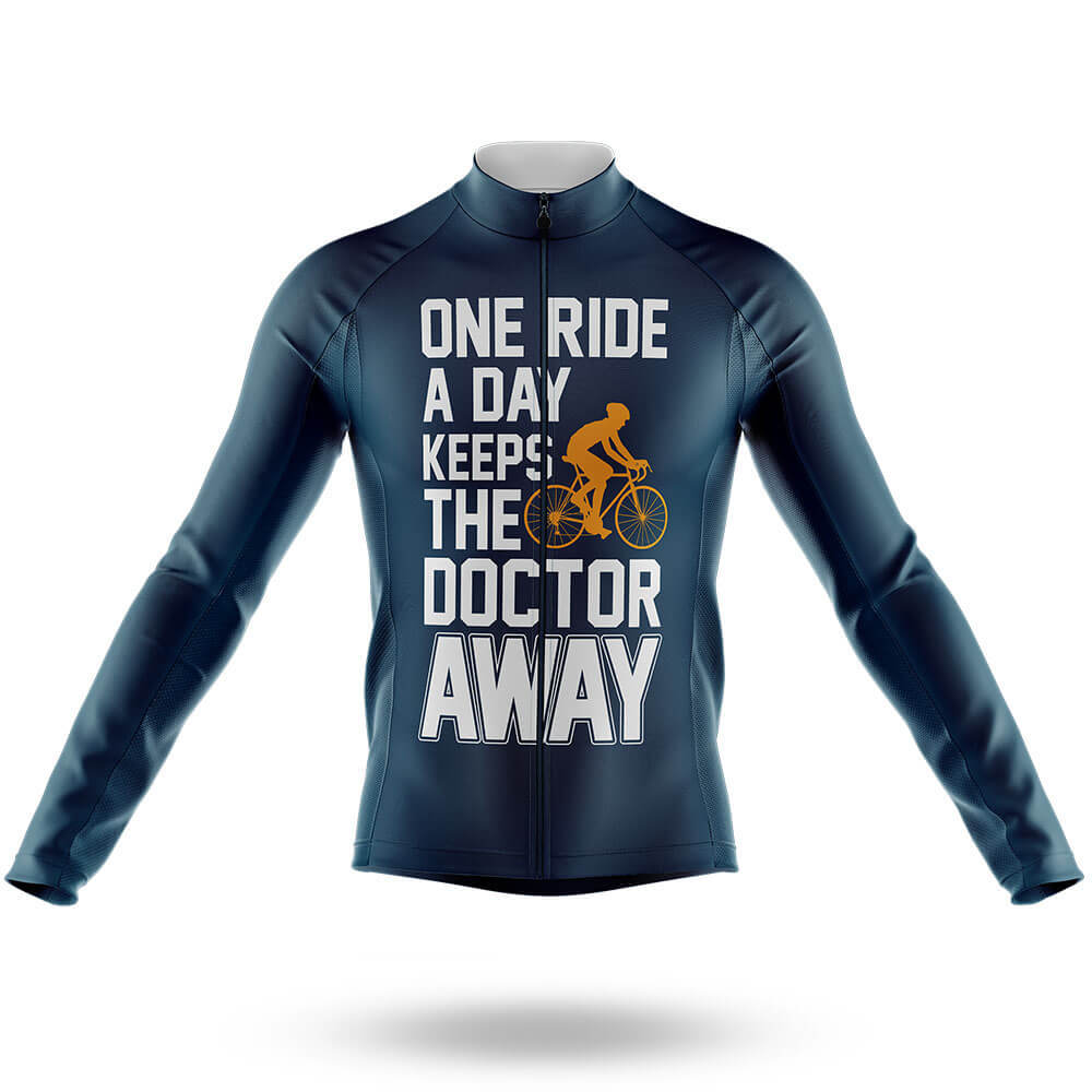 One Ride A Day - Navy - Men's Cycling Kit-Long Sleeve Jersey-Global Cycling Gear