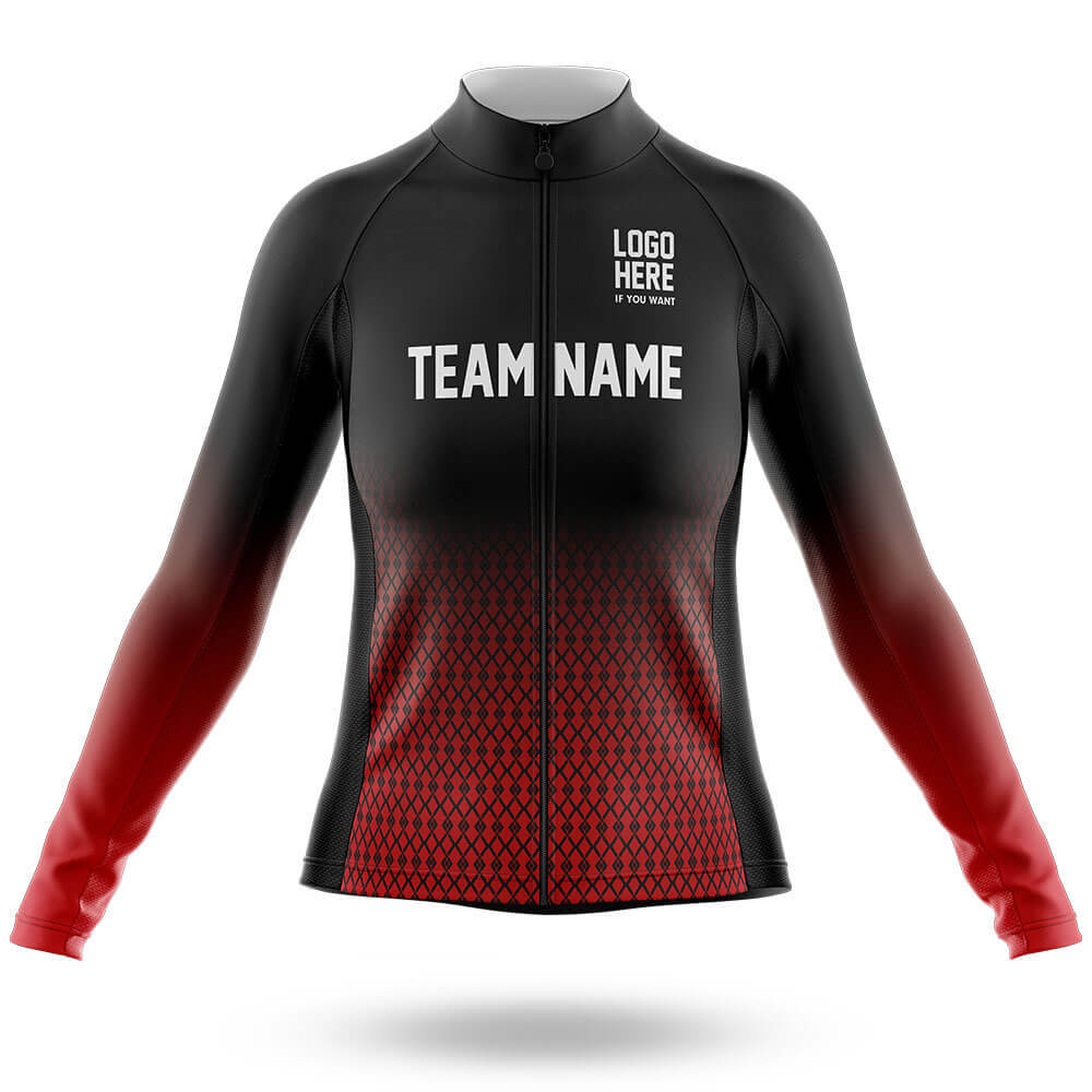 Custom Team Name S1 Red - Women's Cycling Kit-Long Sleeve Jersey-Global Cycling Gear