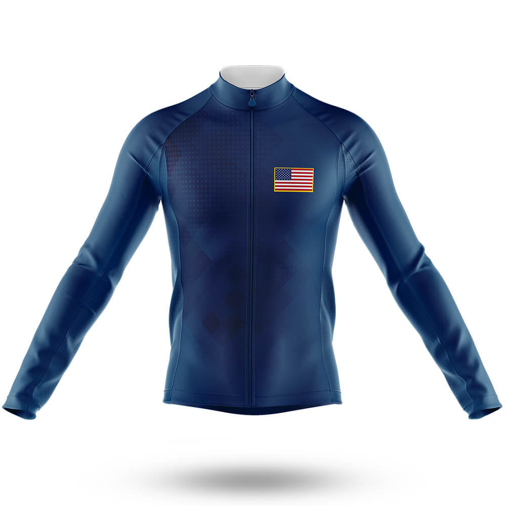 USA V2 - Navy - Men's Cycling Kit-Long Sleeve Jersey-Global Cycling Gear