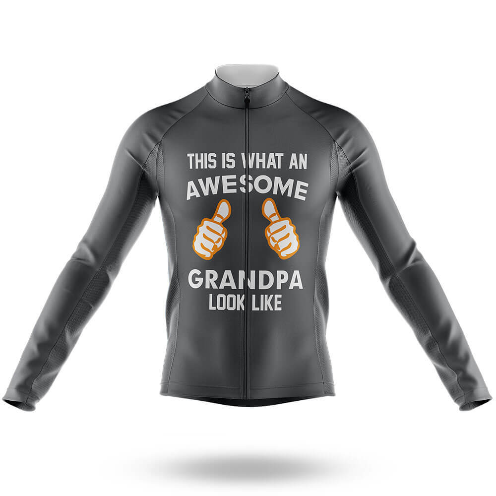 Awesome Grandpa V3 - Grey - Men's Cycling Kit-Long Sleeve Jersey-Global Cycling Gear
