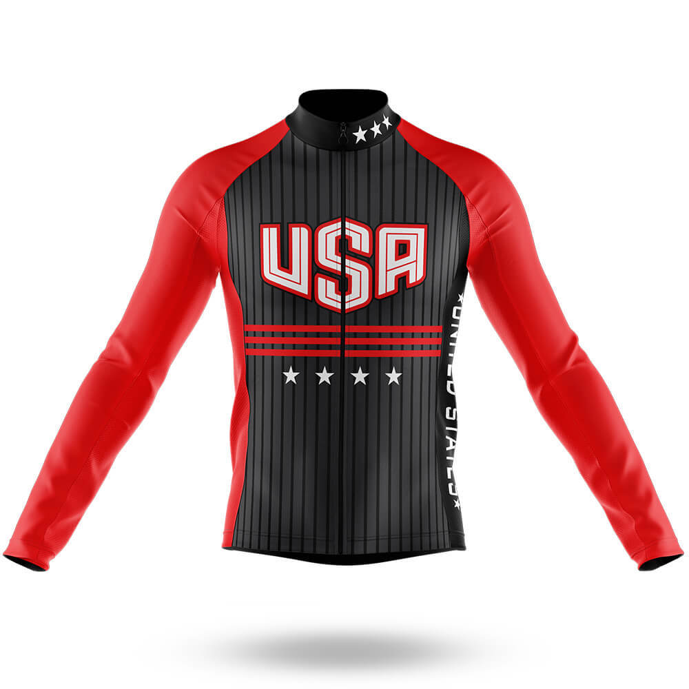 USA Stars - Men's Cycling Kit-Long Sleeve Jersey-Global Cycling Gear