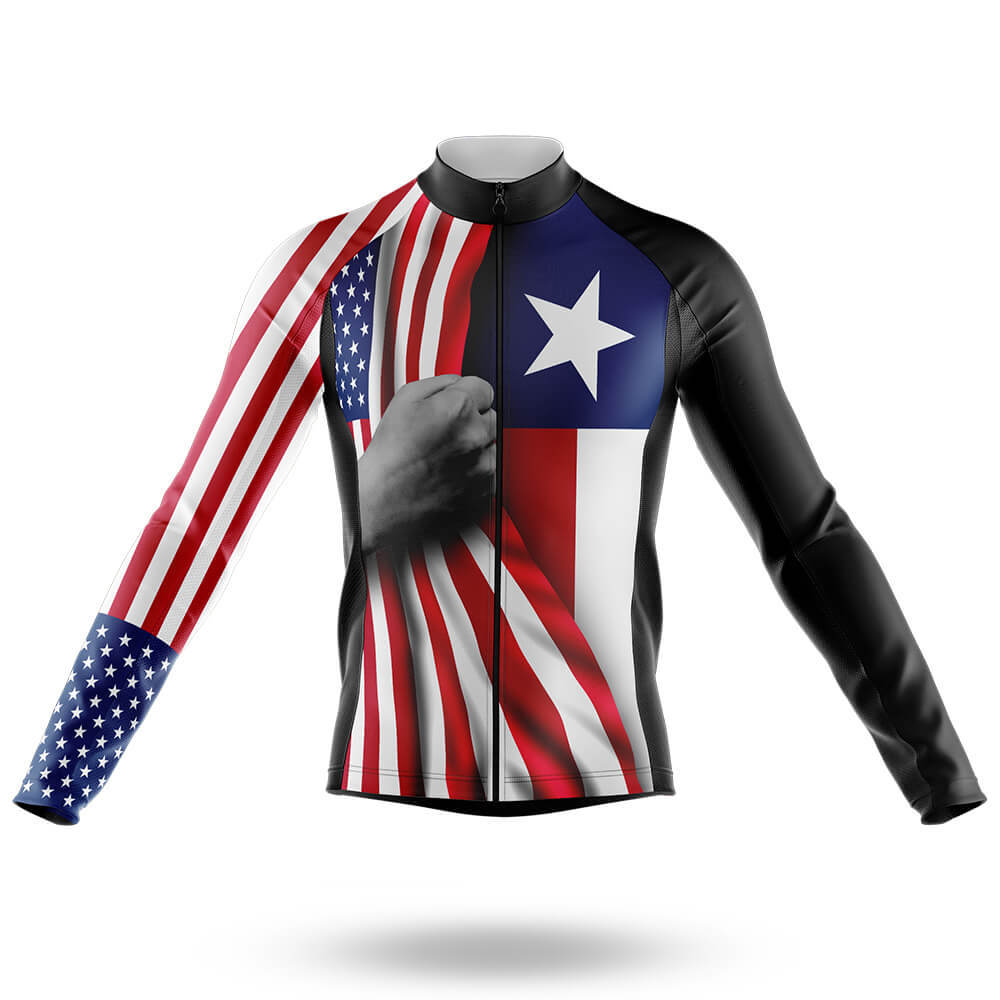 American Flag - Texas - Men's Cycling Kit-Long Sleeve Jersey-Global Cycling Gear